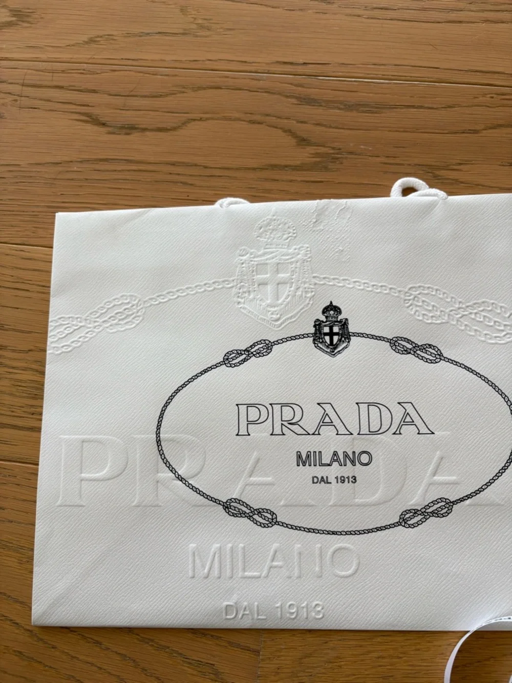 Prada Milano White Embossed Shopping Bag Set